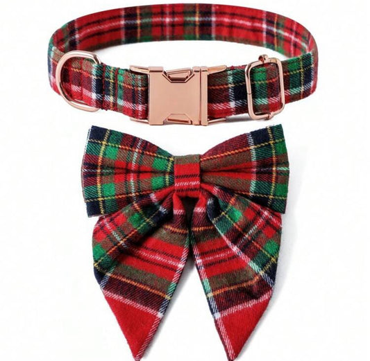 Elegant Christmas-Inspired Collars with Built-In Bows – Large Size Only