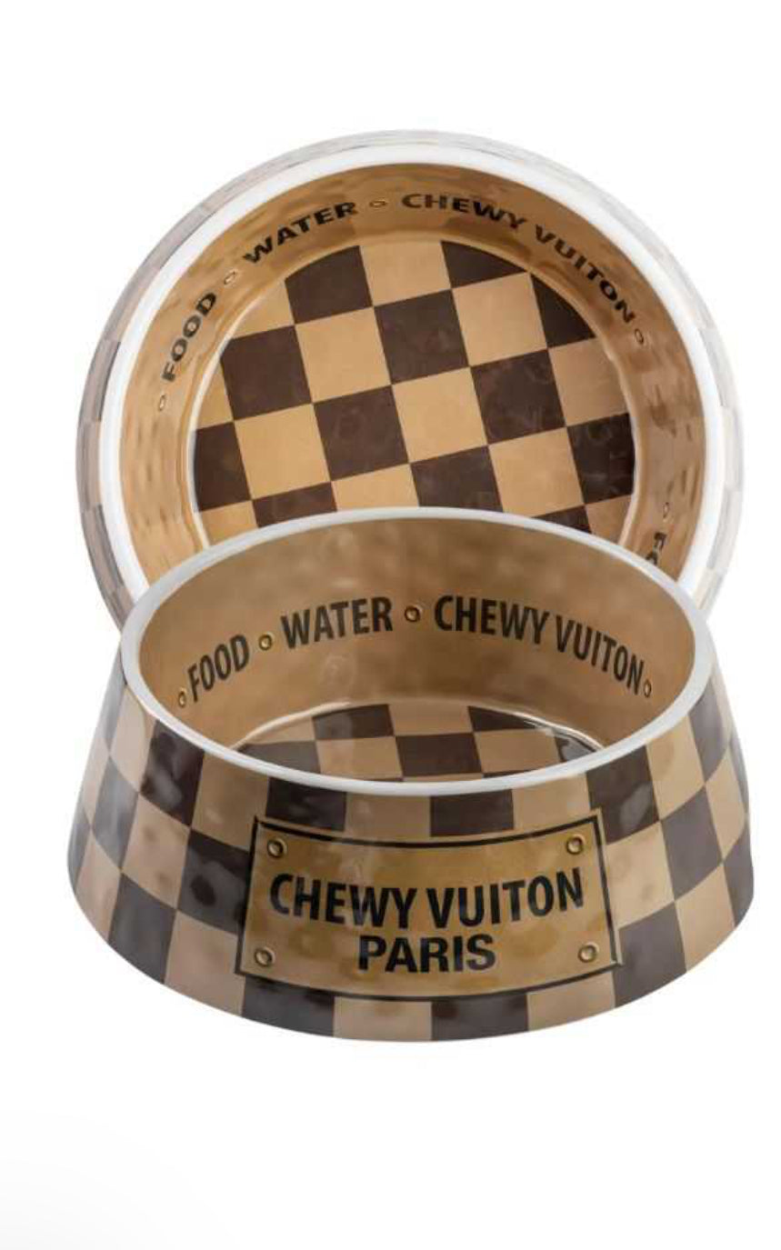 Checker Chewy Dog Bowl Set