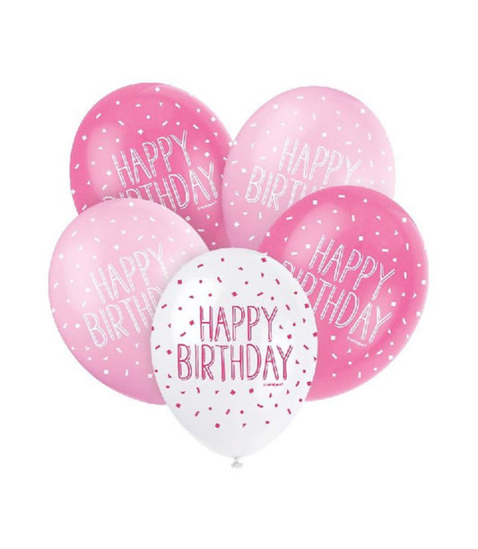 Happy Birthday Pink or Blue  or white paw Balloons (5)