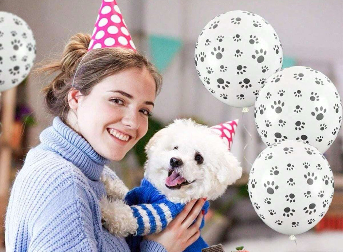 Happy Birthday Pink or Blue or white paw Balloons (5)