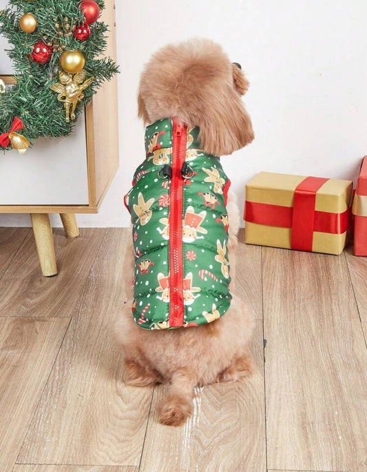 Gingerbread Man Design Pet
Warm Jacket With Lead Hook, Suitable For Cats & Dogs,
Christmas Outfit