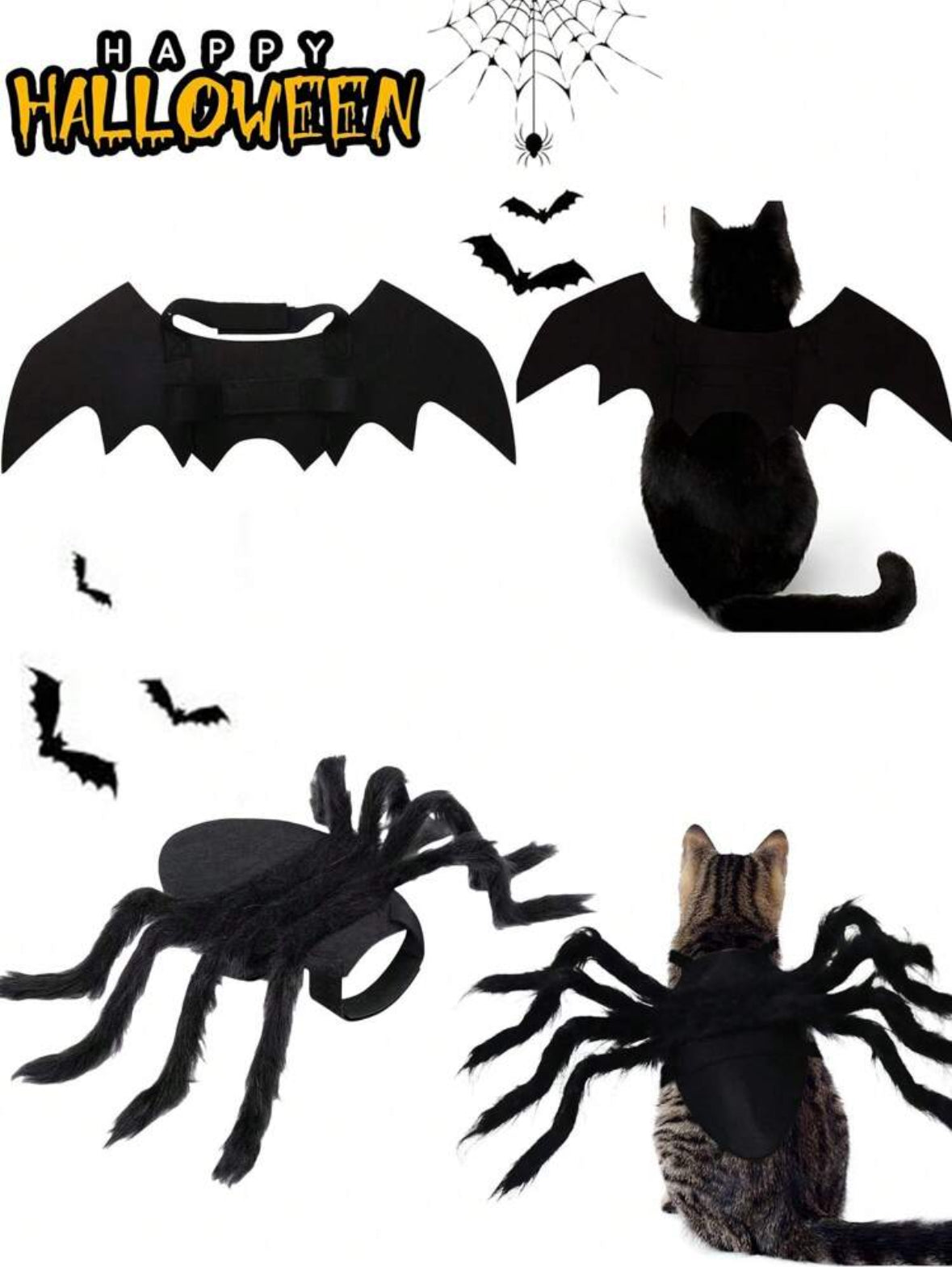 Halloween Pet Black Spider Costume Funny Cosplay Outfit Cat Dog Puppy Clothes