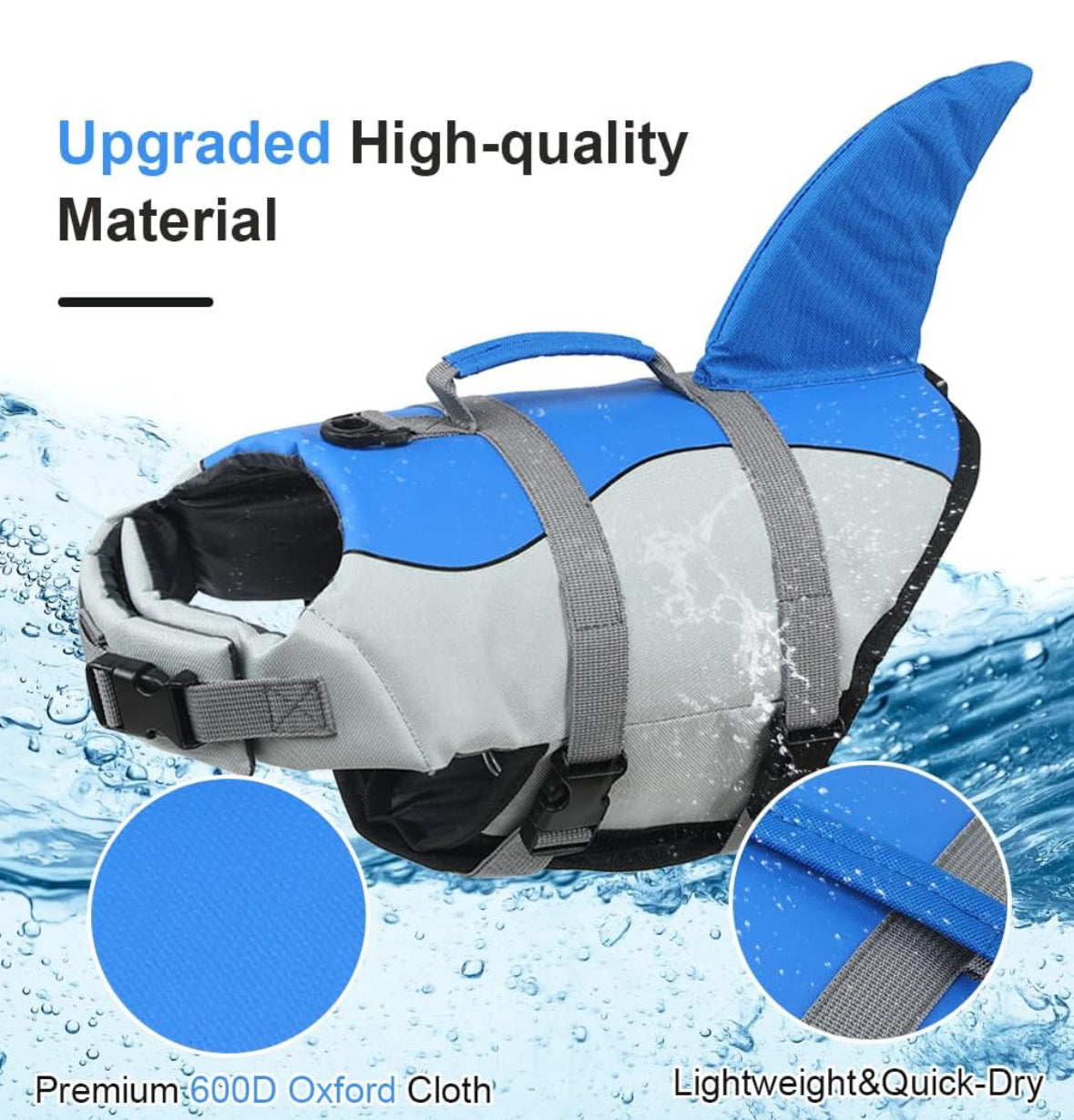 Dog Life Vests, Dog Floats for Swimming, Boat, Pool, Ripstop Dog Life Jacket with High Buoyancy and Lift Handle for Small and Medium Breeds, (M,Blue)