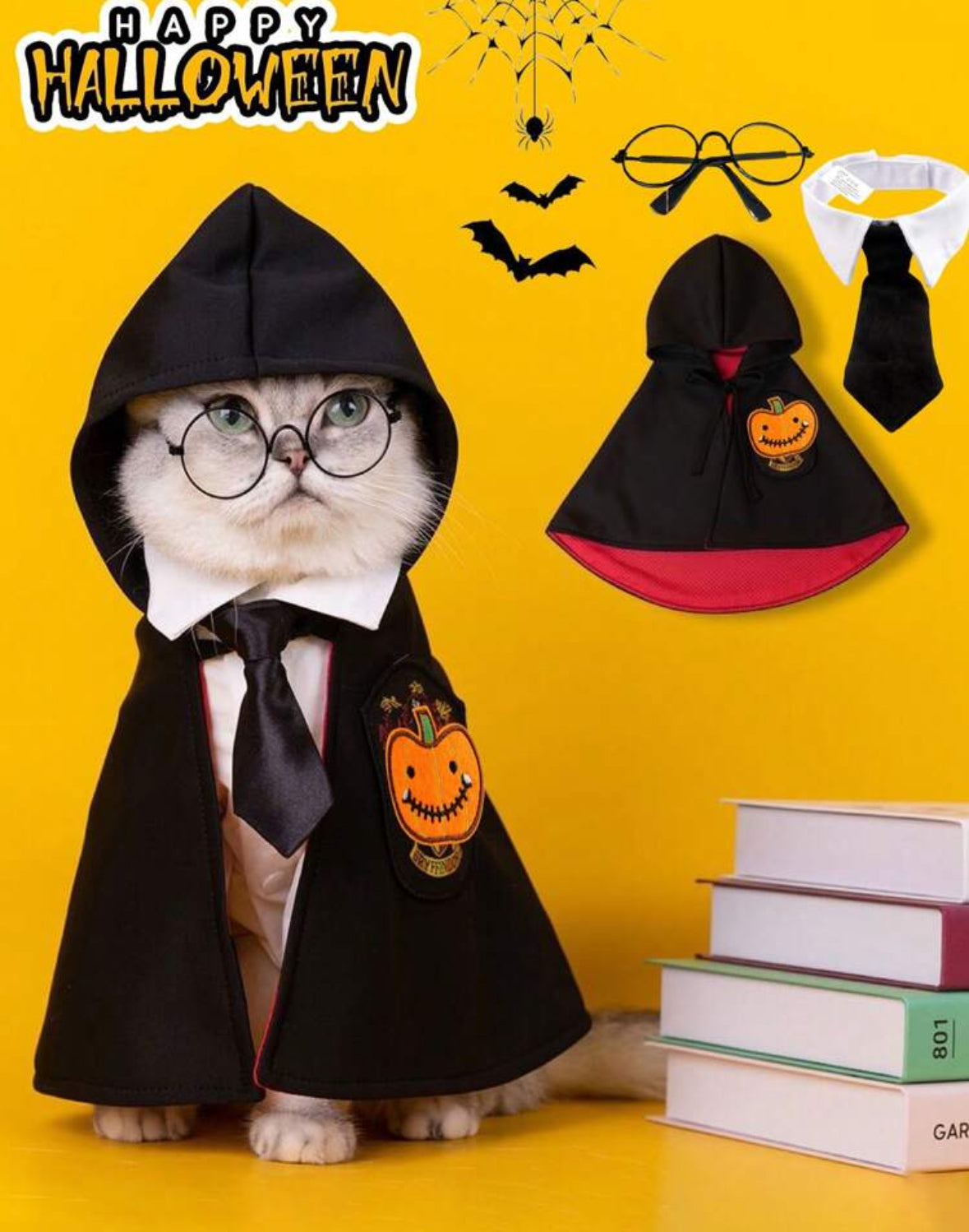 1 set Halloween pet costume wizard cloak for cats and small dogs cosplay outfit