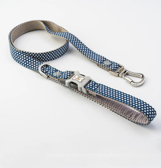 Navy Star Fabric Dog Lead or Red Star Fabric Dog Lead