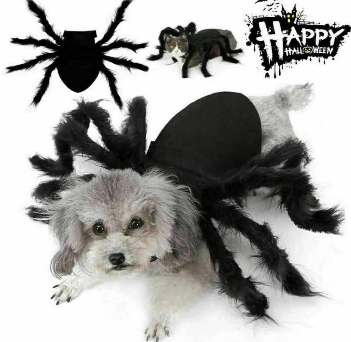 Halloween Pet Black Spider Costume Funny Cosplay Outfit Cat Dog Puppy Clothes