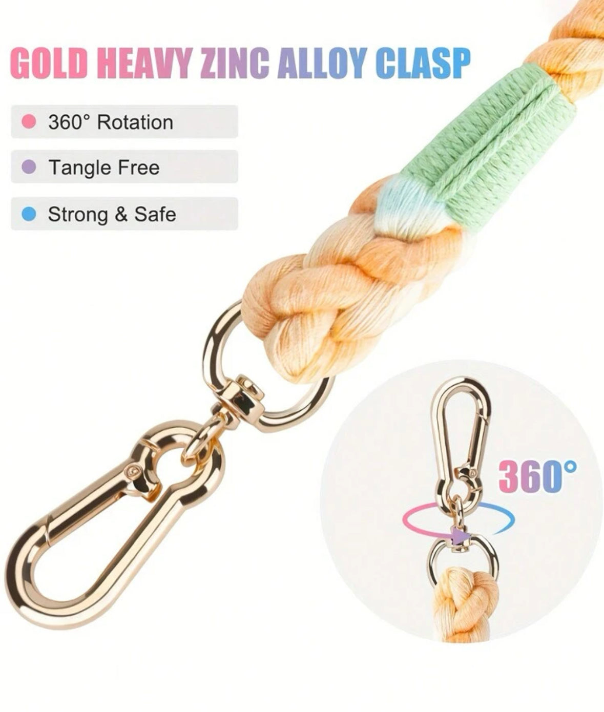 Colorful Braided Durable
Comfortable Pet Leash, Suitable For medium &Large Dogs