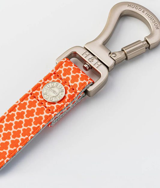 Orange Geometric Fabric Dog Lead