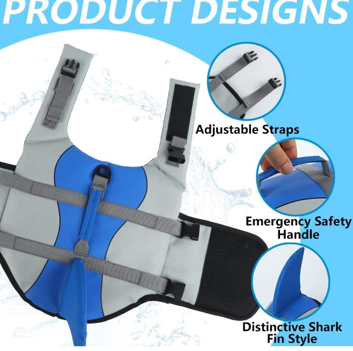 Dog Life Vests, Dog Floats for Swimming, Boat, Pool, Ripstop Dog Life Jacket with High Buoyancy and Lift Handle for Small and Medium Breeds, (M,Blue)