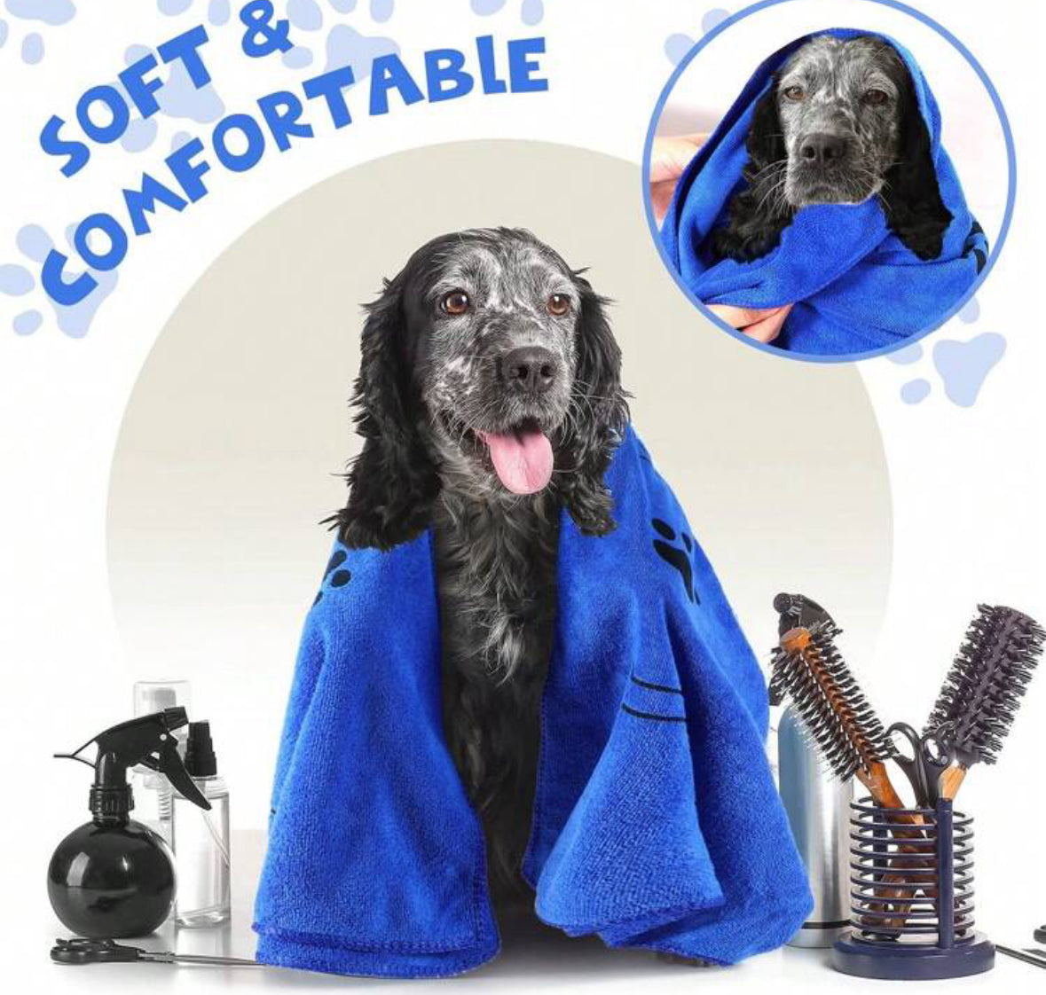 Absorbent Pet Grooming towels, soft microfibres, quick drying towels for dogs and for cats