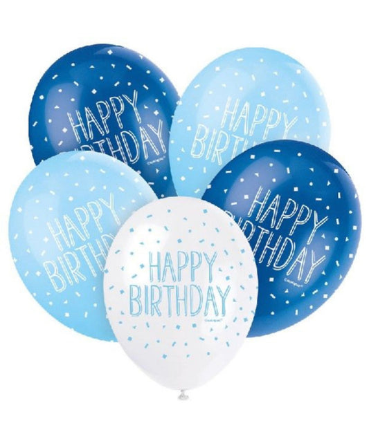 Happy Birthday Pink or Blue  or white paw Balloons (5)