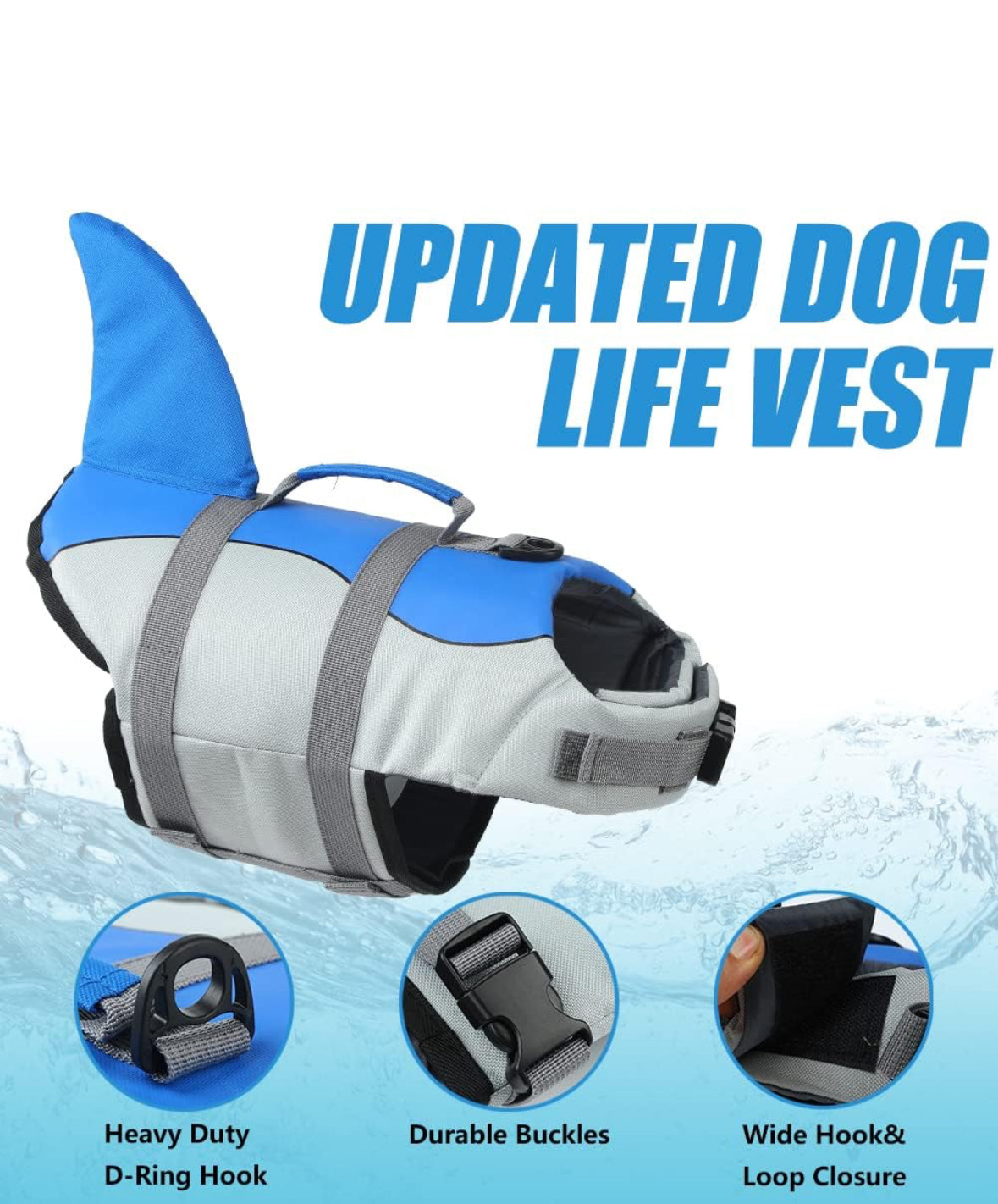 Dog Life Vests, Dog Floats for Swimming, Boat, Pool, Ripstop Dog Life Jacket with High Buoyancy and Lift Handle for Small and Medium Breeds, (M,Blue)