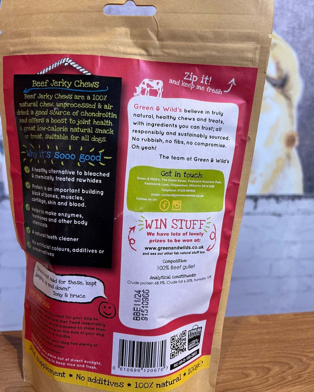 Green and Wilds Beef Jerky Chews Dog Treats Natural Dog Treats