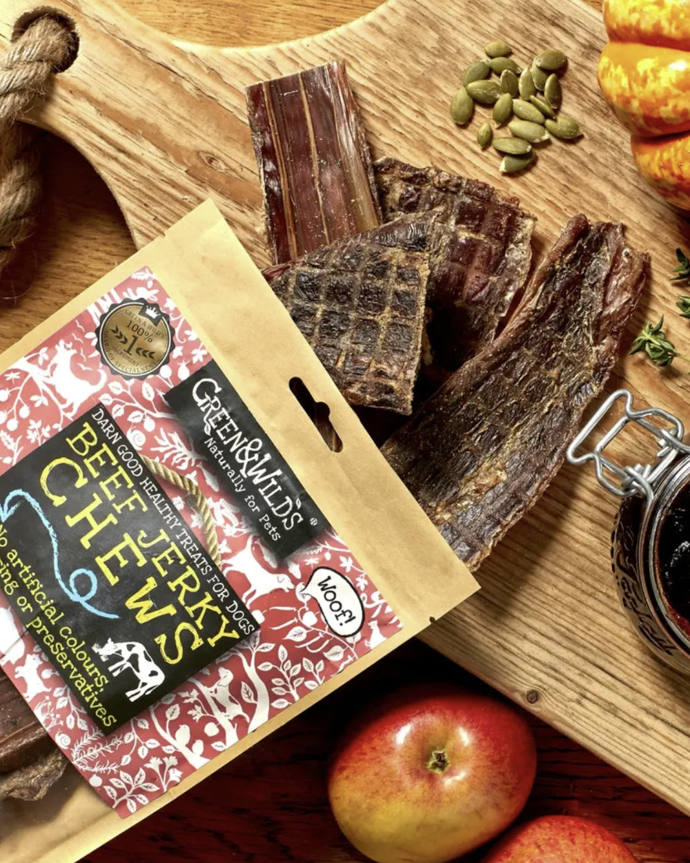 Green and Wilds Beef Jerky Chews Dog Treats Natural Dog Treats