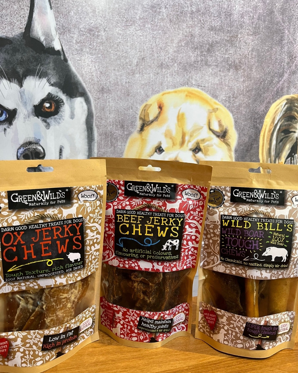 Green and Wild Natural Dog Treat Beef, Ox and Wild Boar Chews
