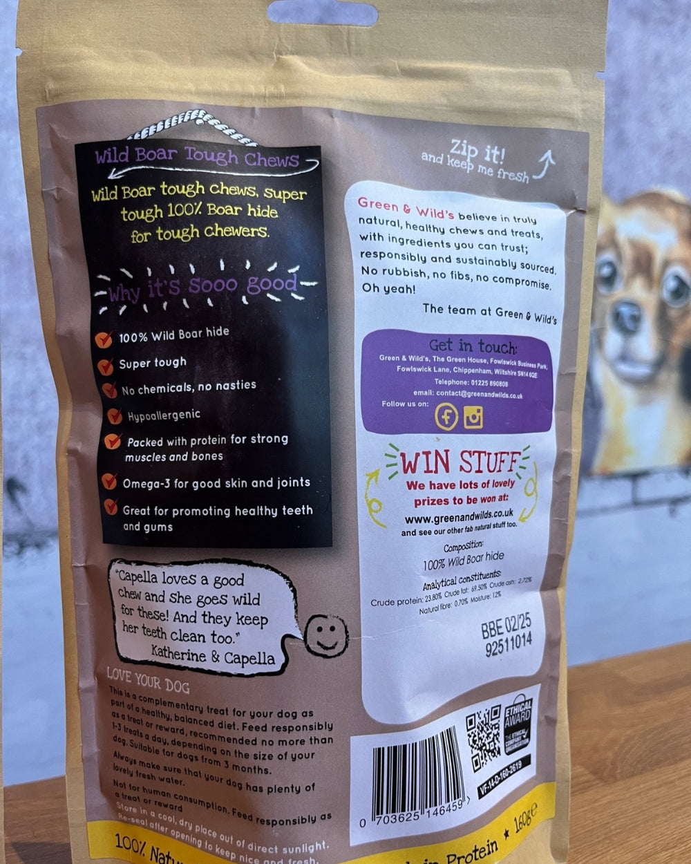 Green and Wild Natural Dog Treat Beef, Ox and Wild Boar Chews