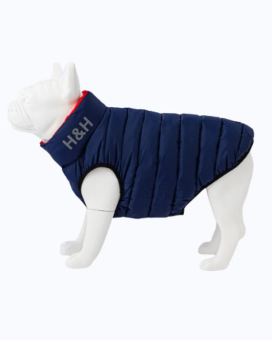 Hugo and Hudson Reversible Dog Puffer Jacket - Red and Navy