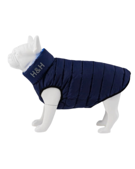 Hugo and Hudson Reversible Dog Puffer Jacket - Blue and Navy - Dog Coats