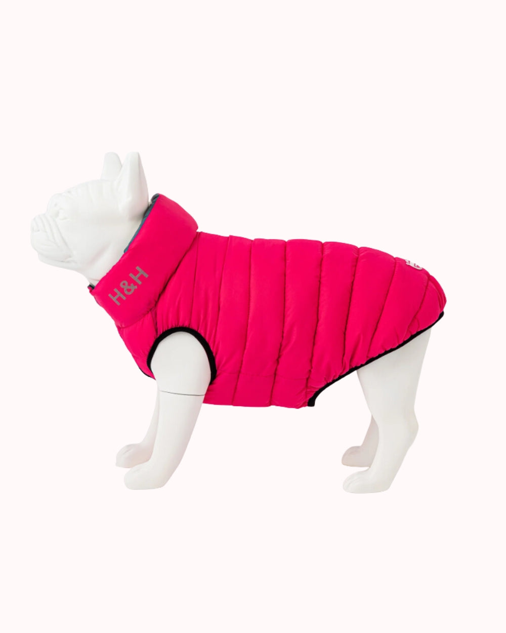 Hugo and Hudson Reversible Dog Puffer Jacket - Pink and Grey - Dog Coat