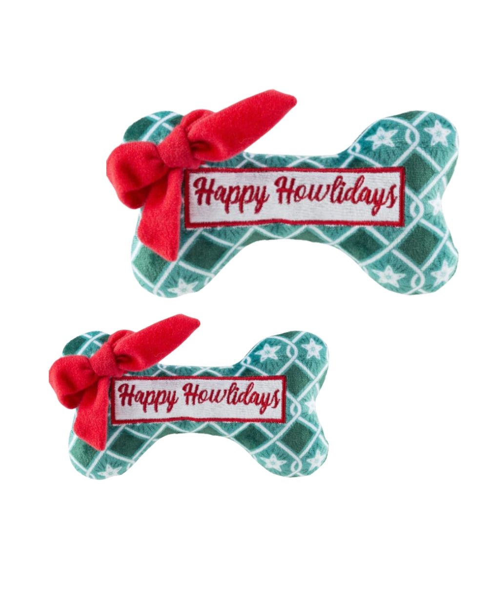 Green Stars Bone - Happy Howlidays Squeaker Plush Dog Toy Haute Diggity Dog