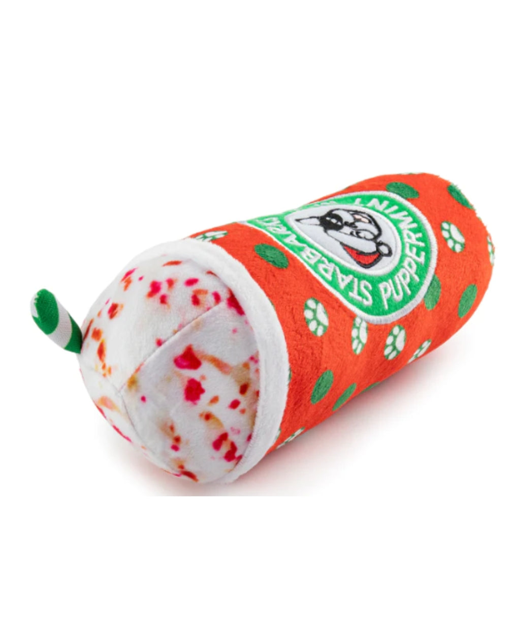 Starbarks Puppermint Mocha - Holiday Dots Cup Squeaker Plush Dog Toy Haute Diggity Dog