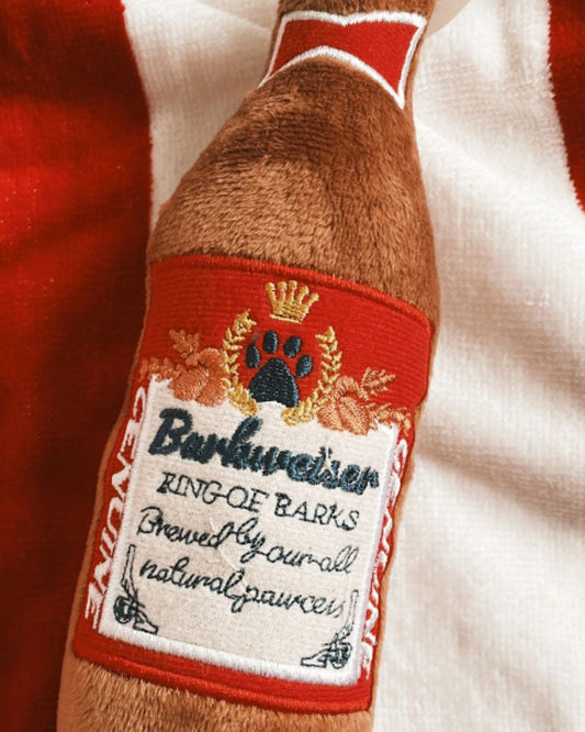 Barkweiser Beer Bottle Squeaker Plush Dog Toy Haute Diggity Dog