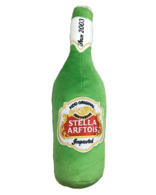 Stella Arftois Beer Bottle Squeaker Plush Dog Toy Haute Diggity Dog