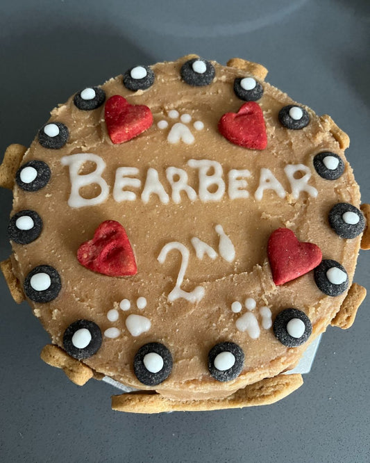 Peanut Butter with Love Dog cake