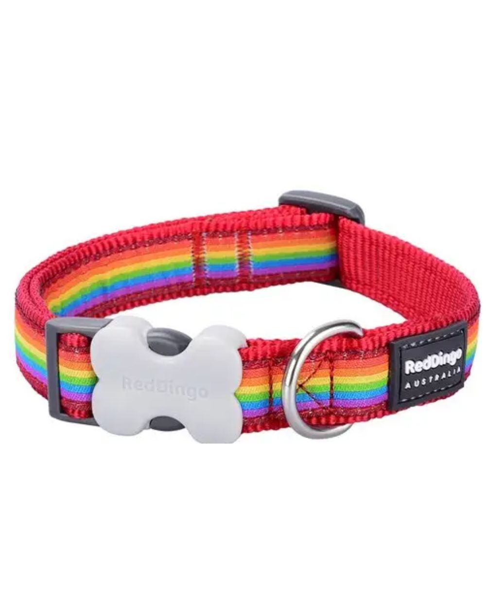 Red Dingo Stars Pink on Grey Dog Collar