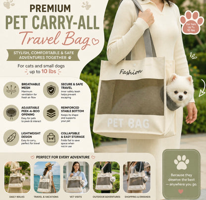 Premium Pet Travel Bag – Stylish, Comfortable & Secure Carrier for Cats & Small Dogs