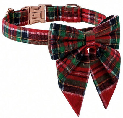 Elegant Christmas-Inspired Collars with Built-In Bows – Large Size Only