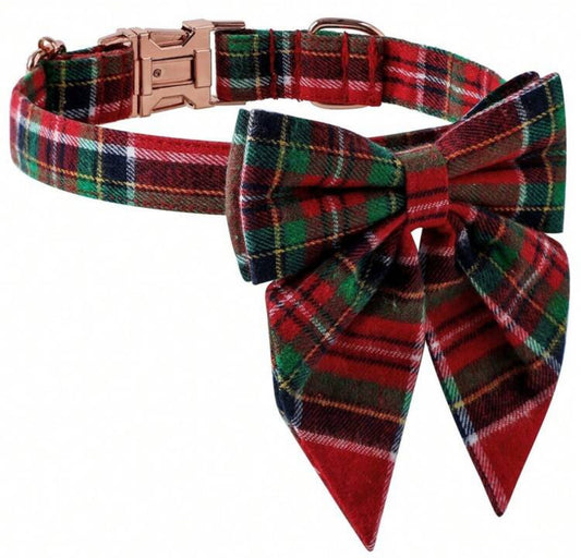 Elegant Christmas-Inspired Collars with Built-In Bows – Large Size Only