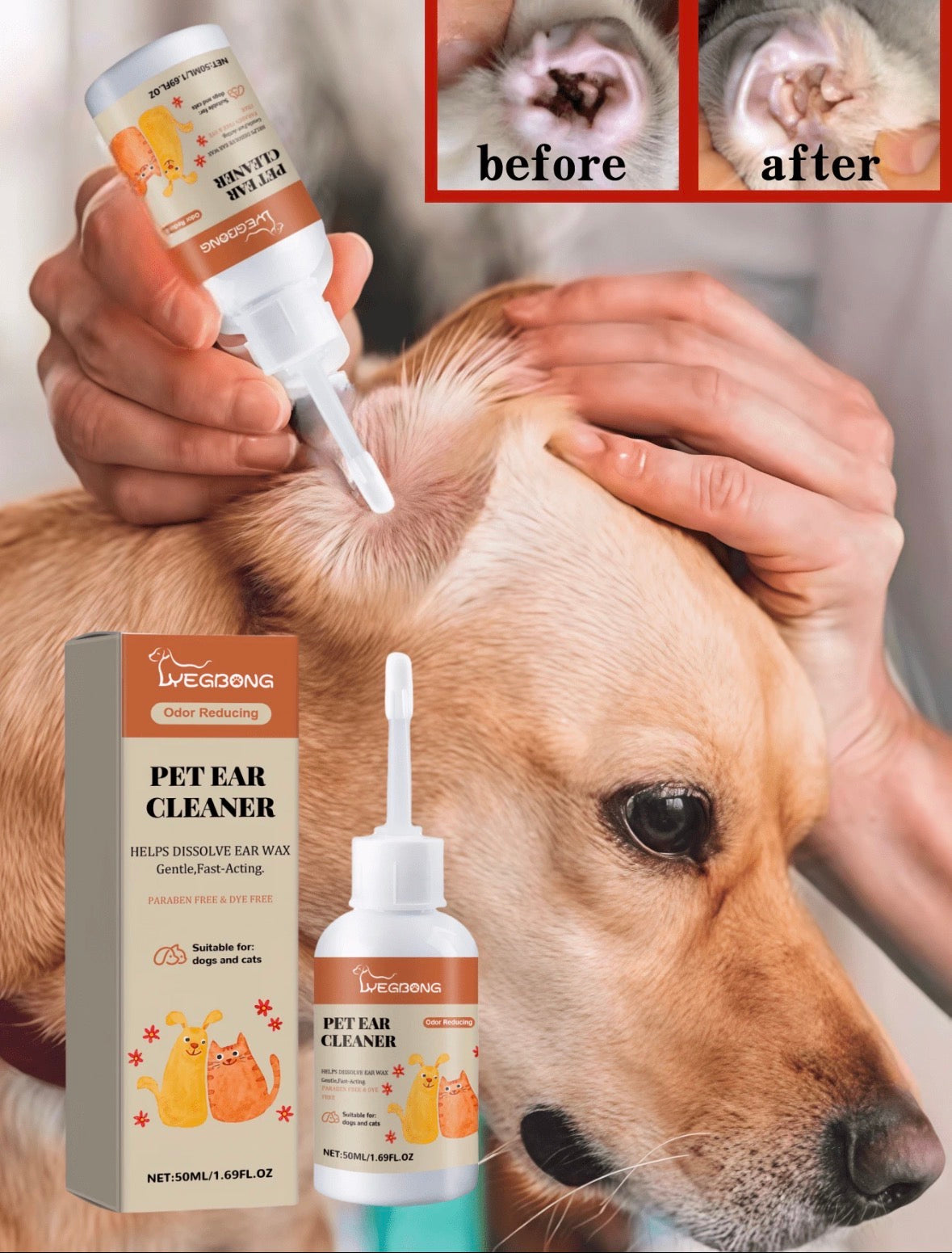 Dog Ear Cleaner – Gentle Liquid Ear Cleaning Solution for Dogs | Daily Ear Hygiene & Care 🐶✨