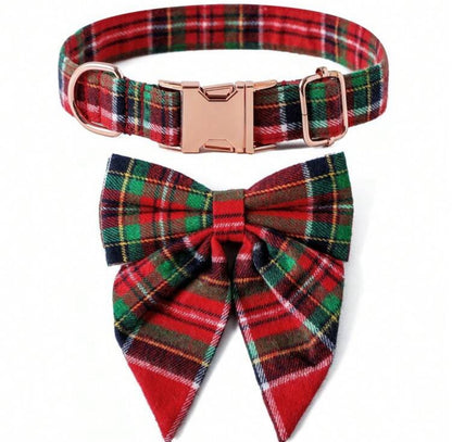 Elegant Christmas-Inspired Collars with Built-In Bows – Large Size Only