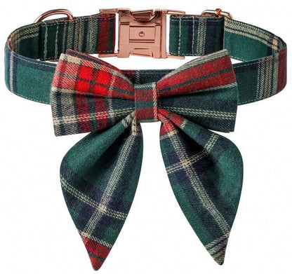 Elegant Christmas-Inspired Collars with Built-In Bows – Large Size Only