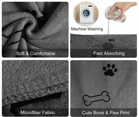 Absorbent Pet Grooming towels, soft microfibres, quick drying towels for dogs and for cats