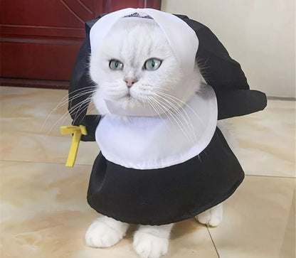 Cat/Dog Transform Pet Nun Dress Funny Halloween Dress Up Clothes