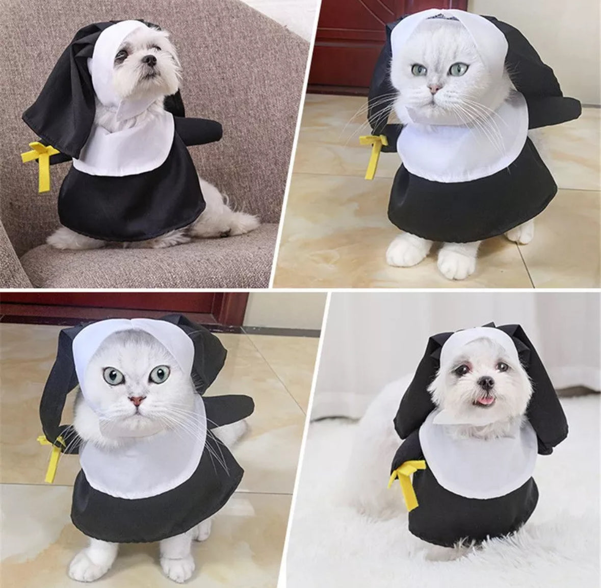 Cat/Dog Transform Pet Nun Dress Funny Halloween Dress Up Clothes