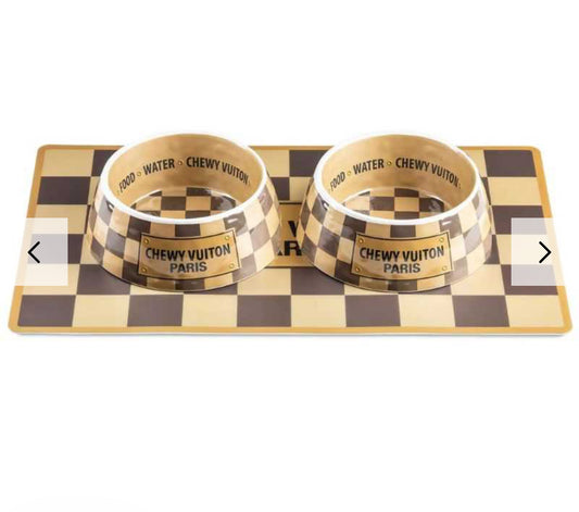 Checker Chewy Dog Bowl Set