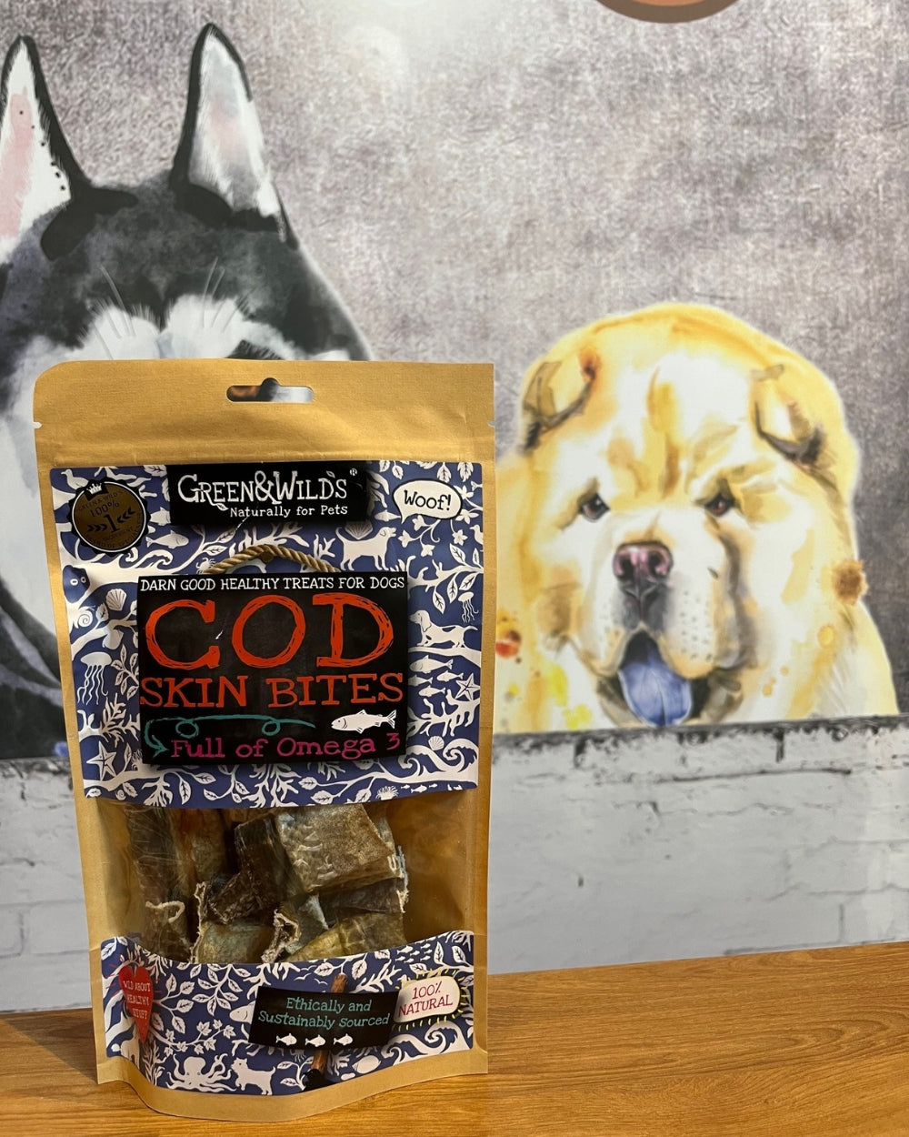 Green and Wilds Cod Skin Bites Natural Dog Treat