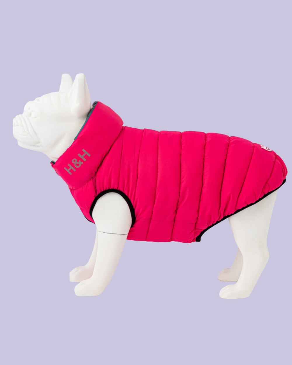 Hugo and Hudson Reversible Dog Puffer Jacket - Pink and Grey - Dog Coat