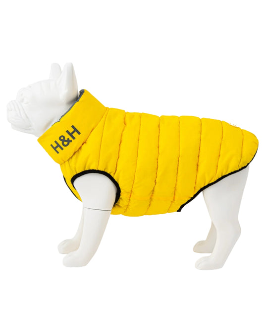 Hugo and Hudson Reversible Dog Puffer Jacket - Yellow and Grey