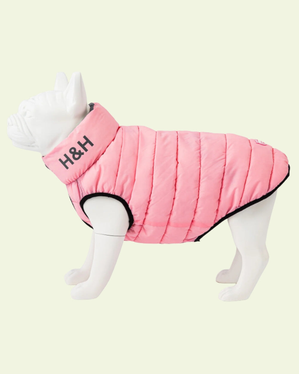 Hugo and Hudson Reversible Dog Puffer Jacket - Light Pink and Grey - Dog Coat