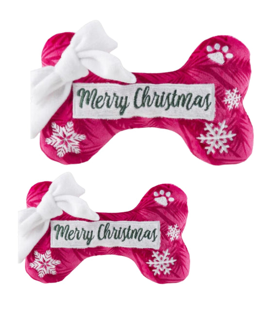 Puppermint Bone - Merry Christmas Squeaker Plush Dog Toy Haute Diggity Dog