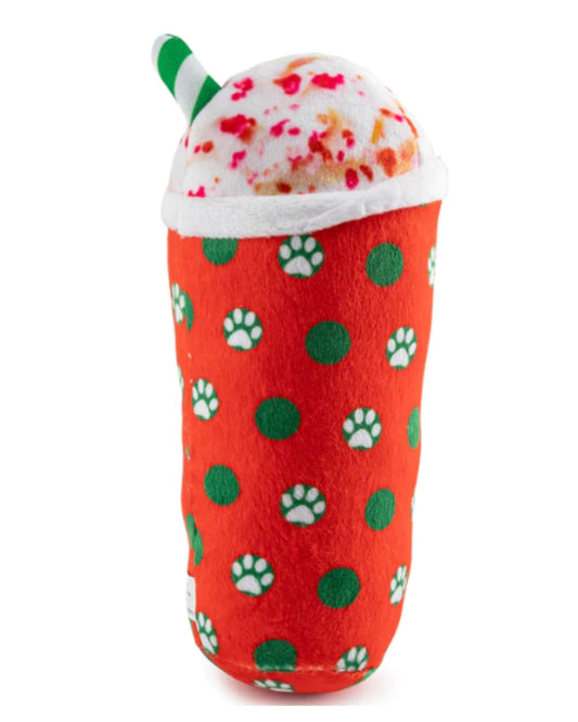 Starbarks Puppermint Mocha - Holiday Dots Cup Squeaker Plush Dog Toy Haute Diggity Dog