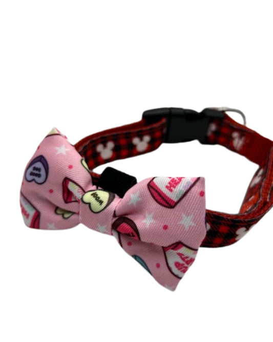 Tongues and Tails Pink with Hearts Dog Bow Tie