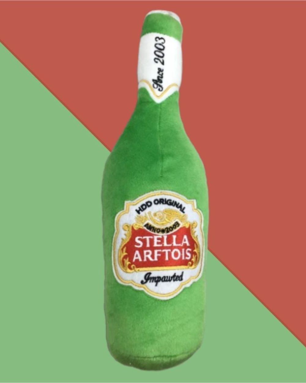 Stella Arftois Beer Bottle Squeaker Plush Dog Toy Haute Diggity Dog