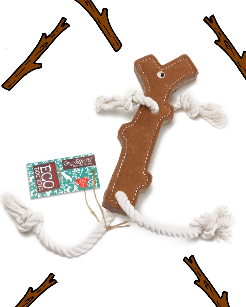 Stick Man, Eco dog toy - Green and Wilds