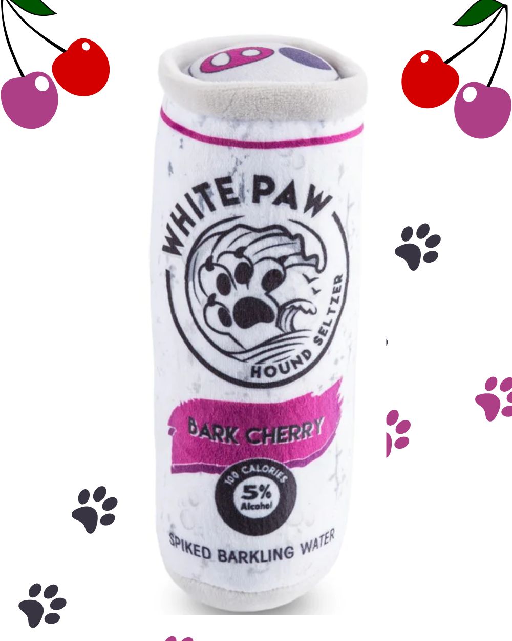 White Paw - Bark Cherry Squeaker Plush Dog Toy Haute Diggity Dog